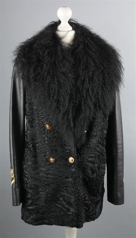 versace winter coat|versace fur coat.